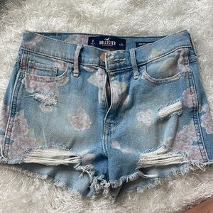 Floral hollister jean shorts